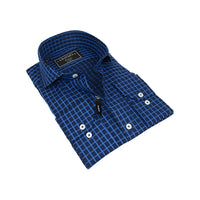 Men's Shirt Charles TYRWHITT 100% Cotton Cut-away Collar CHT-25 Navy Checker