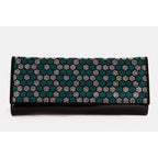 The Doha Black Leather Glitter Clutch