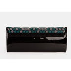 The Doha Black Leather Glitter Clutch
