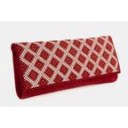 The Nampula Red Glitter Suede Leather Clutch