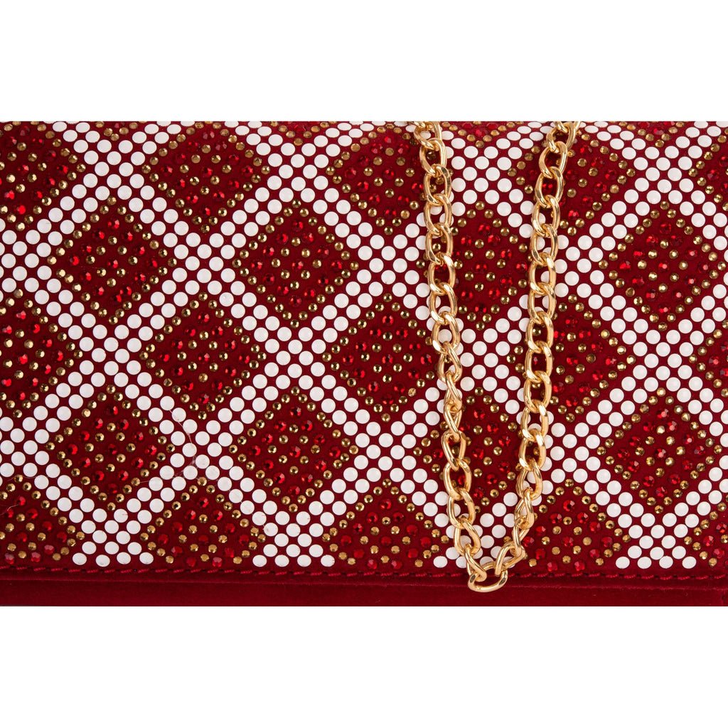 The Nampula Red Glitter Suede Leather Clutch