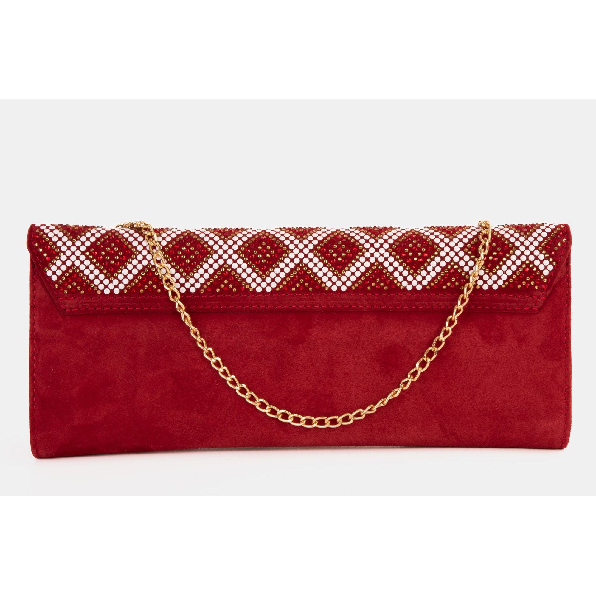 The Nampula Red Glitter Suede Leather Clutch