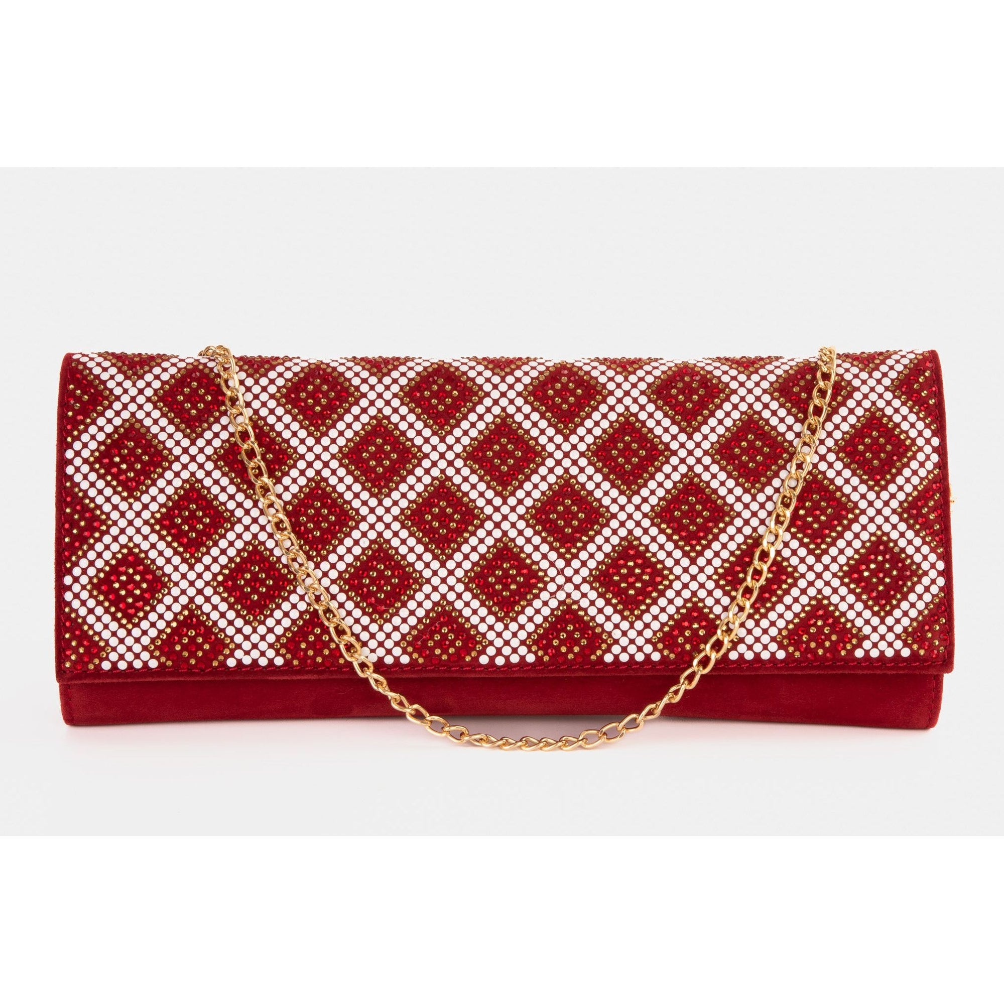 The Nampula Red Glitter Suede Leather Clutch