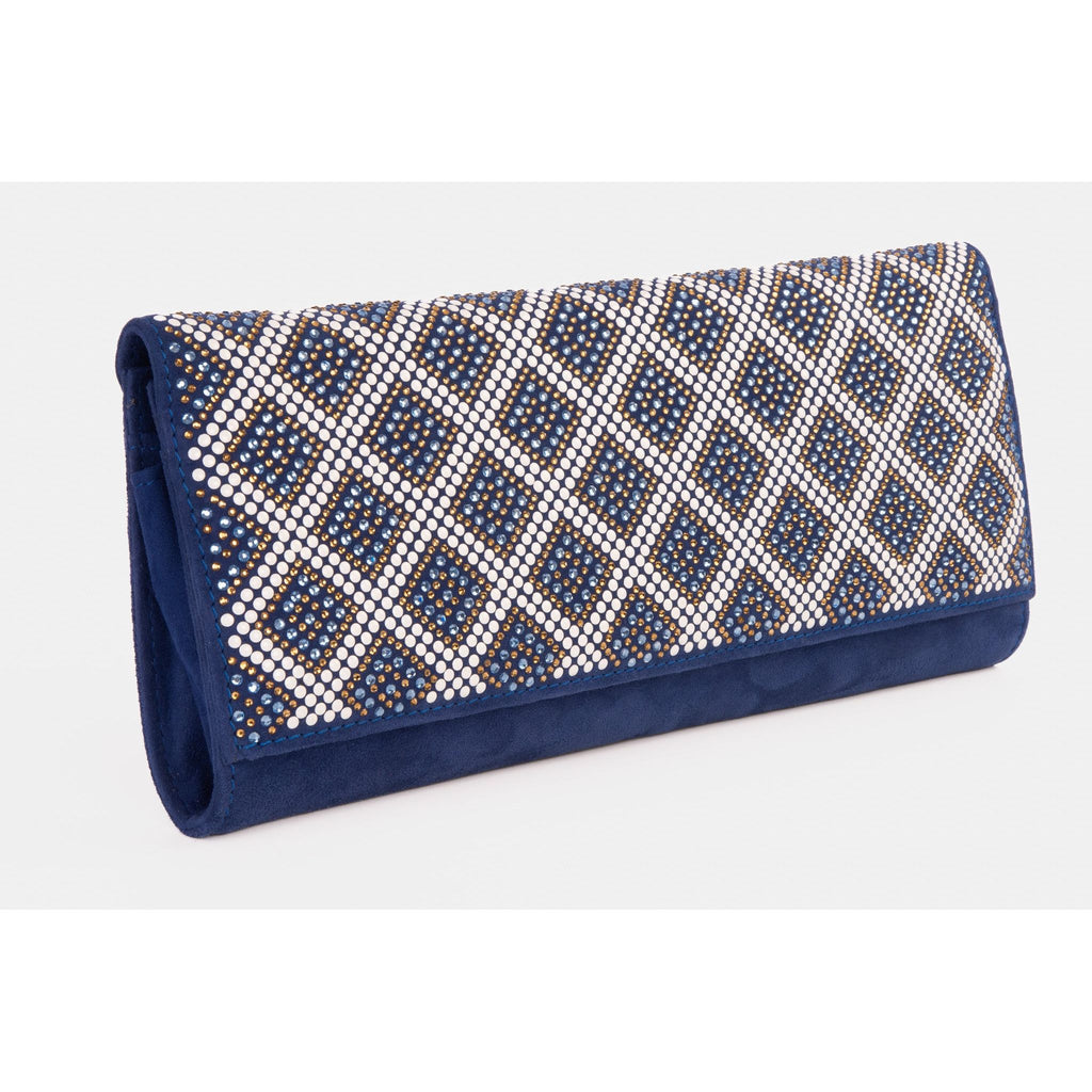 The Nampula Sax Blue Glitter Suede Leather Clutch