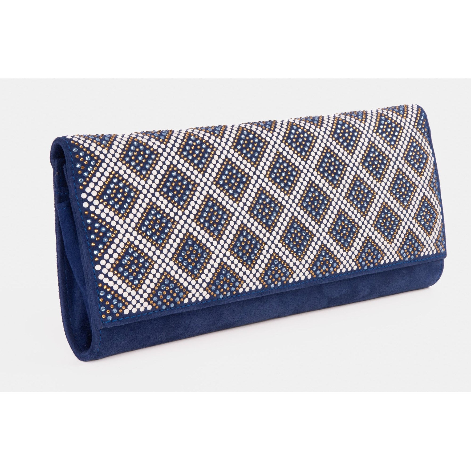 The Nampula Sax Blue Glitter Suede Leather Clutch