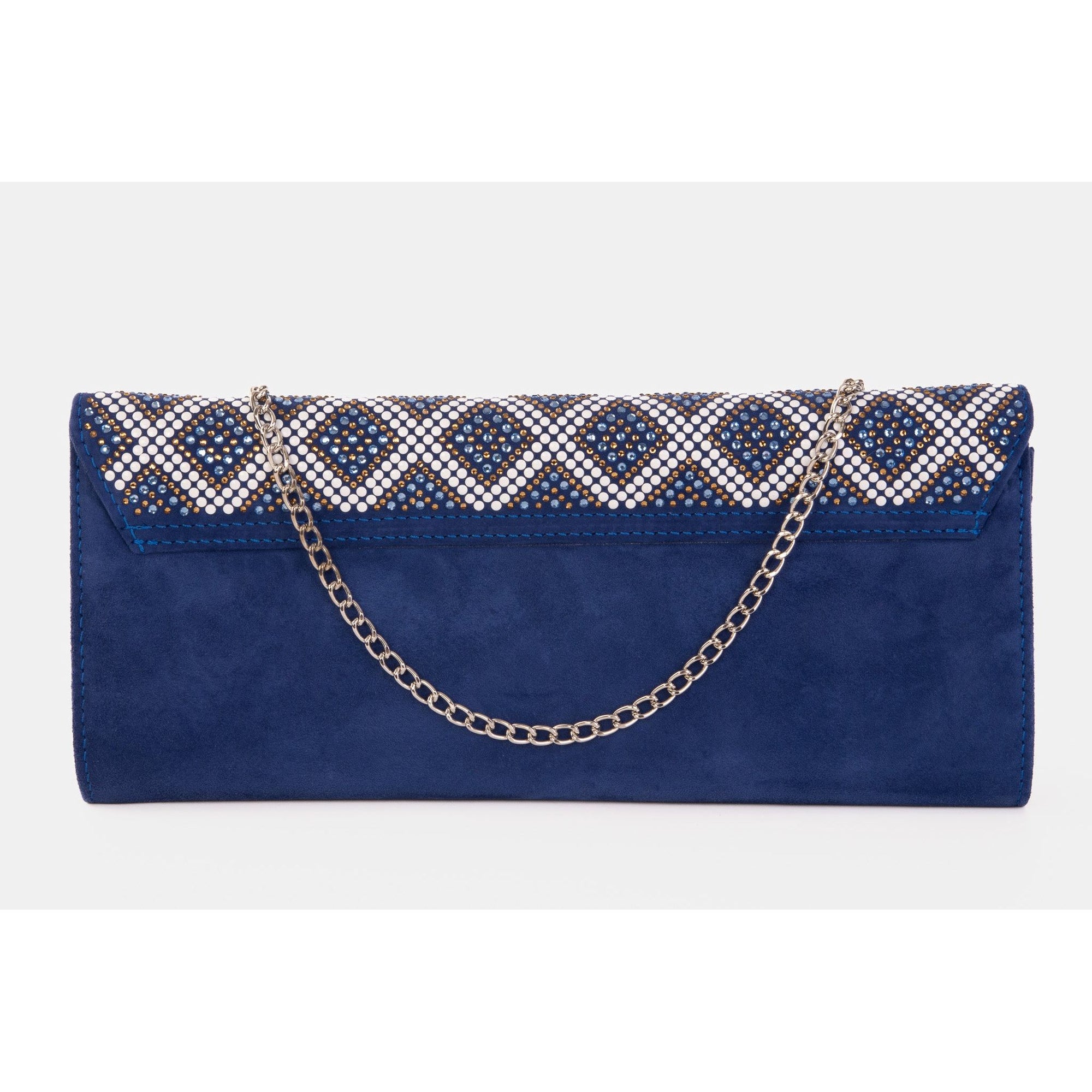 The Nampula Sax Blue Glitter Suede Leather Clutch