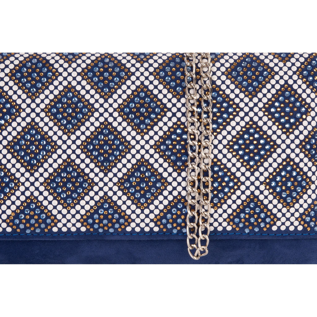 The Nampula Sax Blue Glitter Suede Leather Clutch