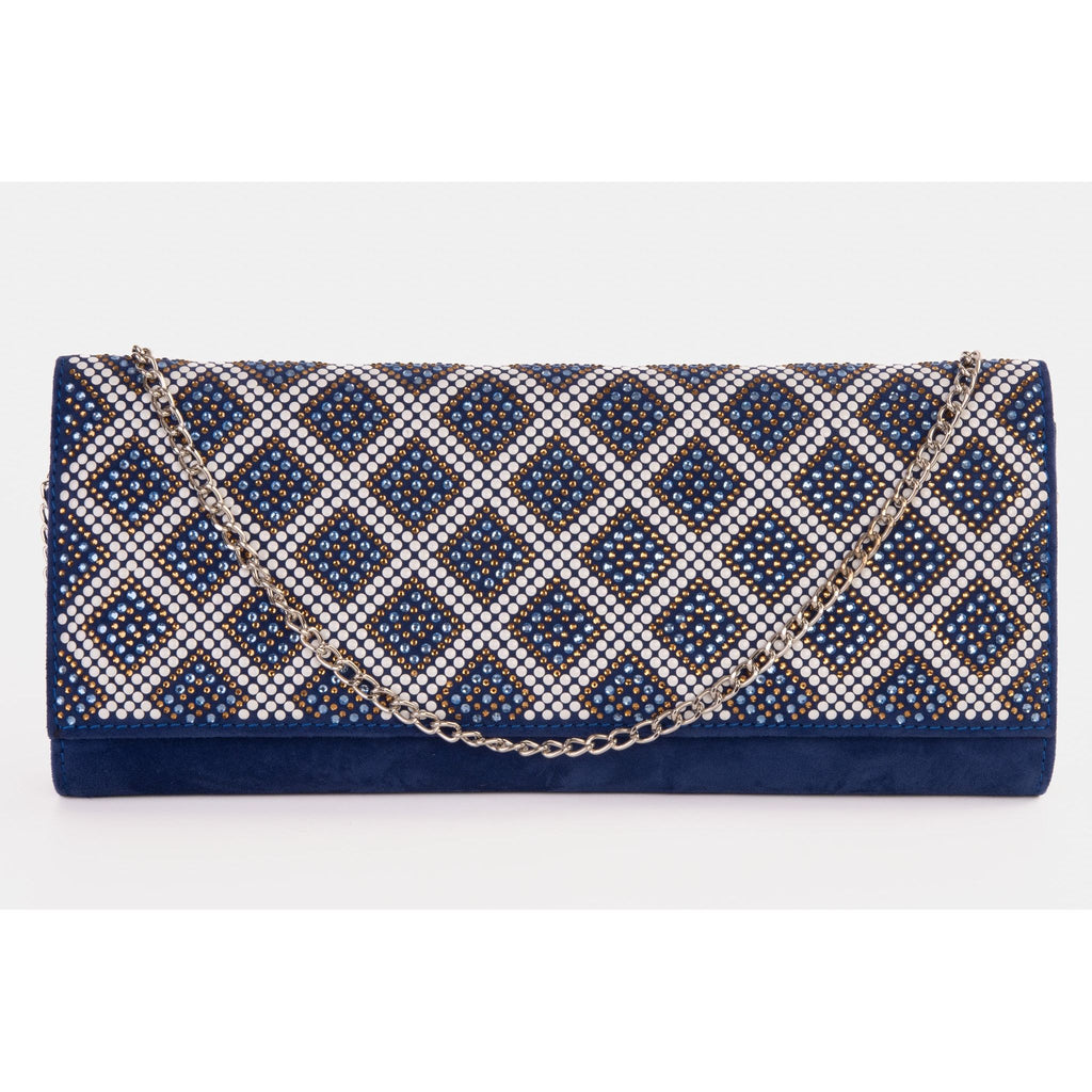 The Nampula Sax Blue Glitter Suede Leather Clutch
