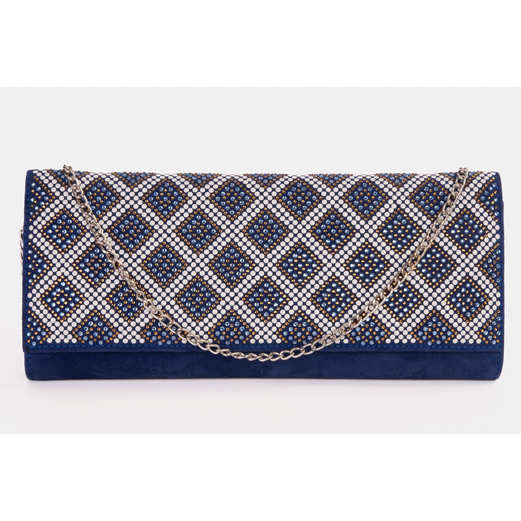 The Nampula Sax Blue Glitter Suede Leather Clutch