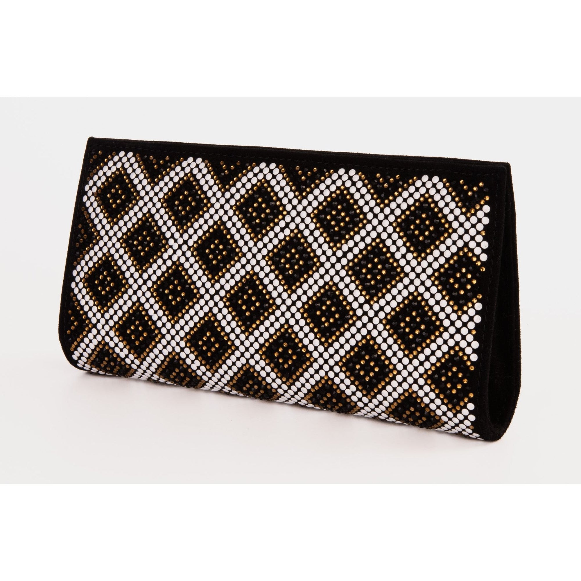 The Nampula Black Glitter Suede Leather Small Clutch