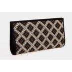 The Nampula Black Glitter Suede Leather Small Clutch
