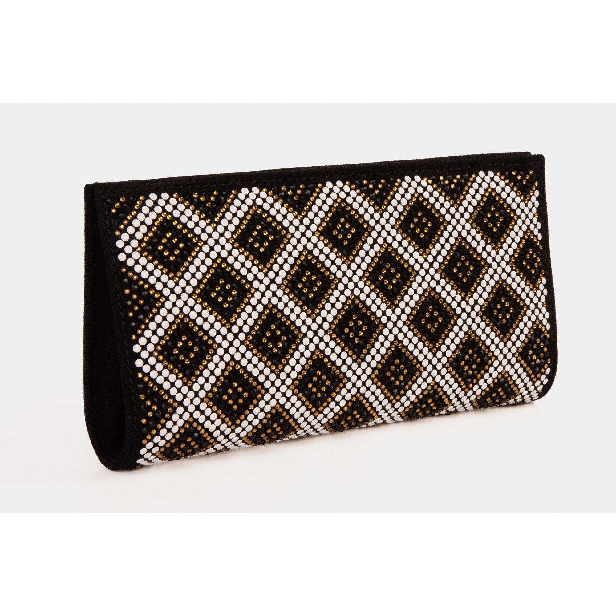 The Nampula Black Glitter Suede Leather Small Clutch