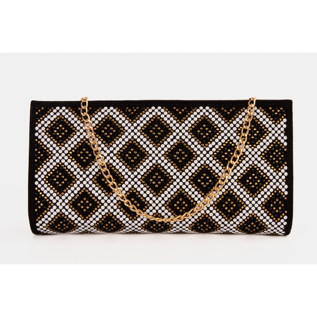 The Nampula Black Glitter Suede Leather Small Clutch