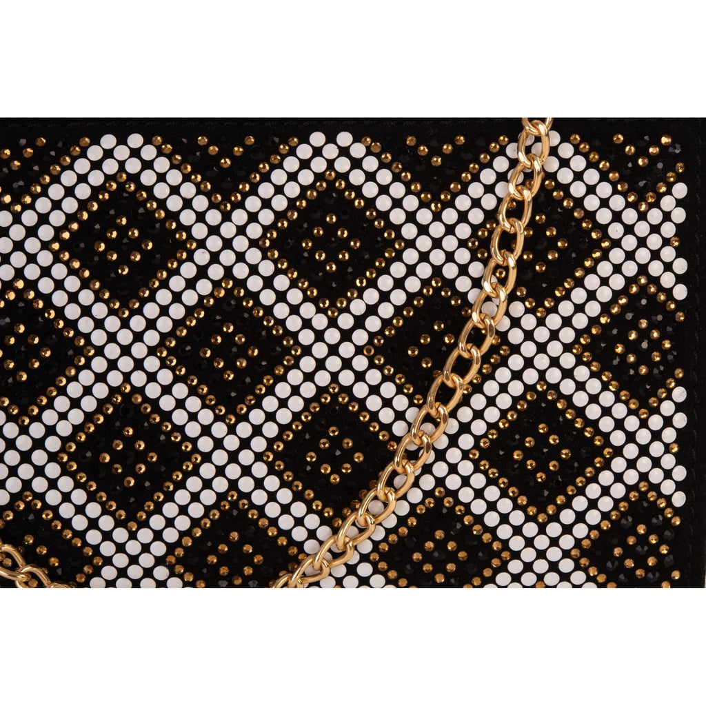 The Nampula Black Glitter Suede Leather Small Clutch