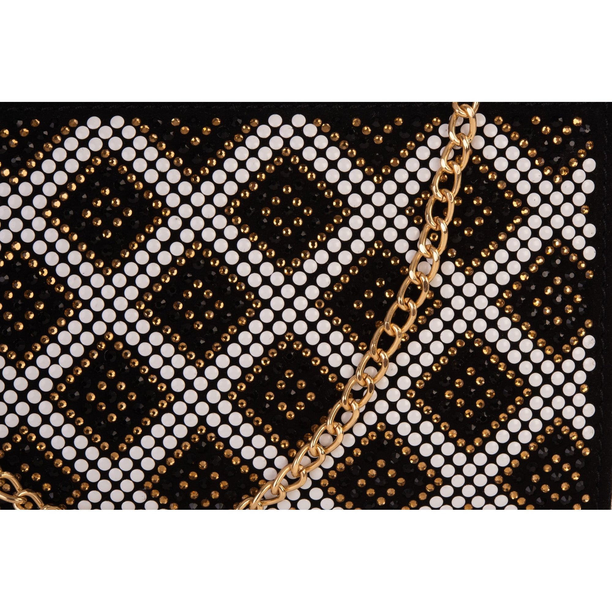 The Nampula Black Glitter Suede Leather Small Clutch