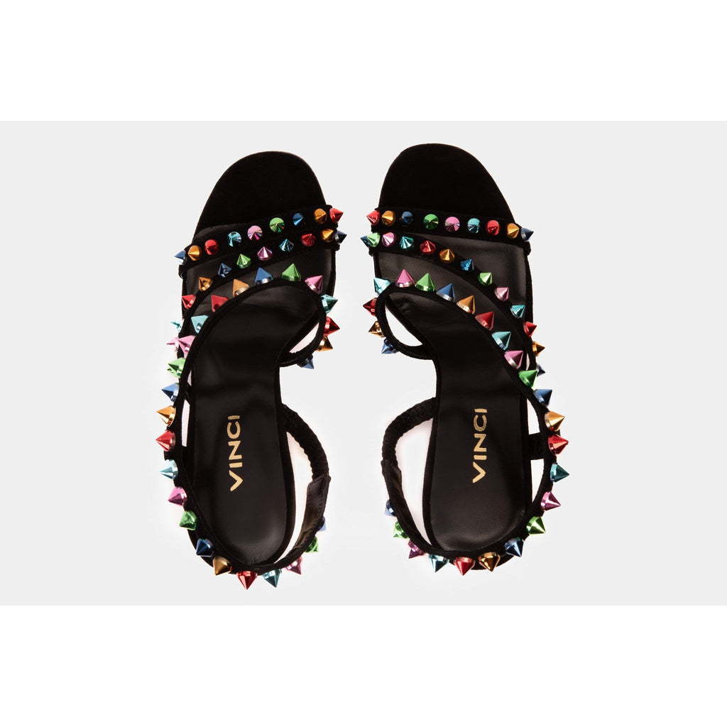 The Caris Black Block Heel Spike Leather Women Sandal Final Sale!