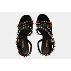 The Caris Black Block Heel Spike Leather Women Sandal Final Sale!