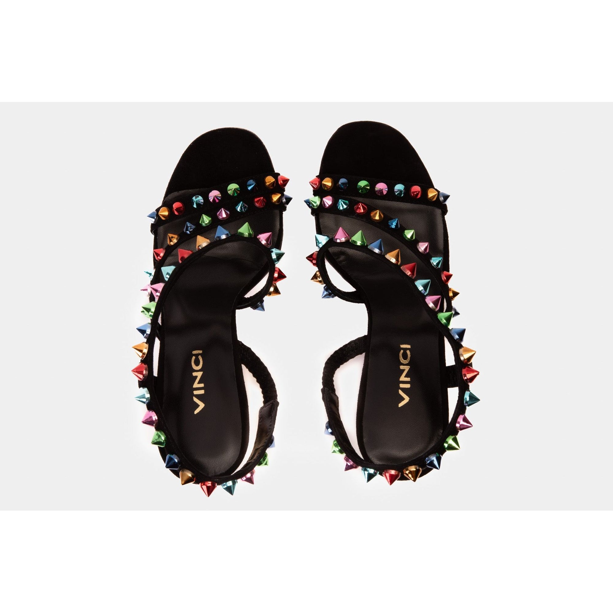 The Caris Black Block Heel Spike Leather Women Sandal Final Sale!