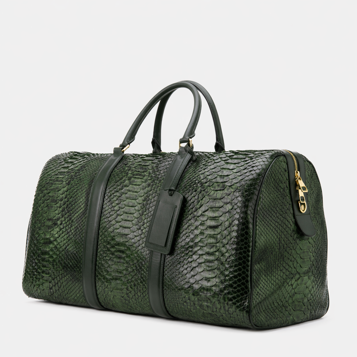 The Velar Green Hand-Painted Snake Leather Weekender Bag