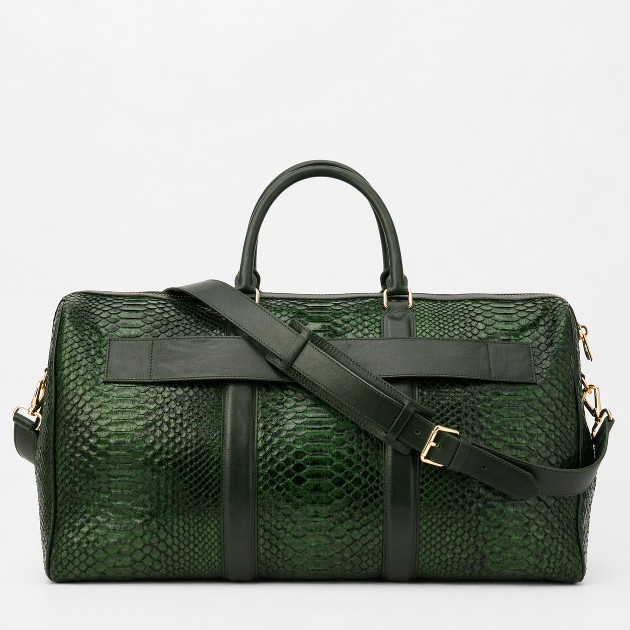 The Velar Green Hand-Painted Snake Leather Weekender Bag