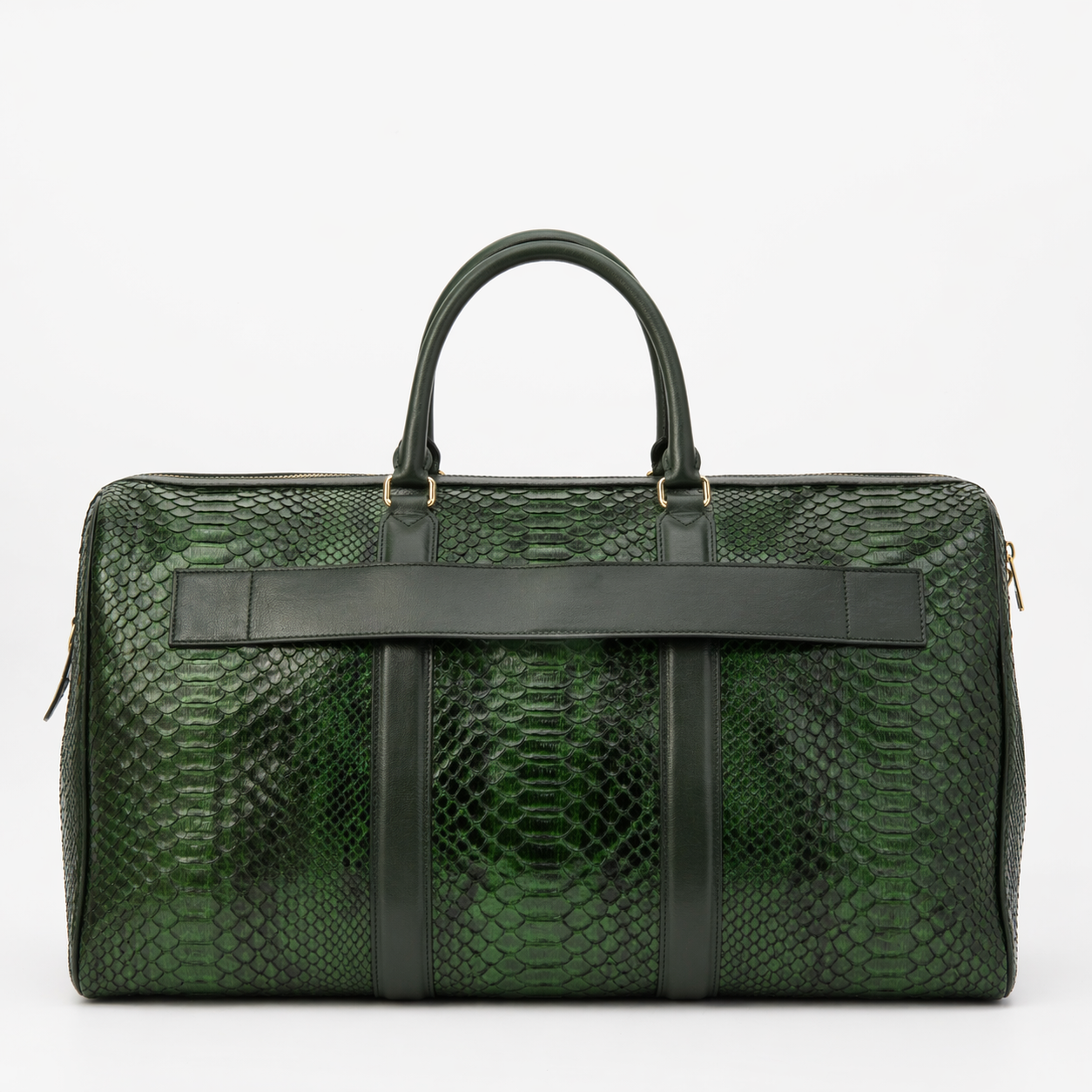 The Velar Green Hand-Painted Snake Leather Weekender Bag