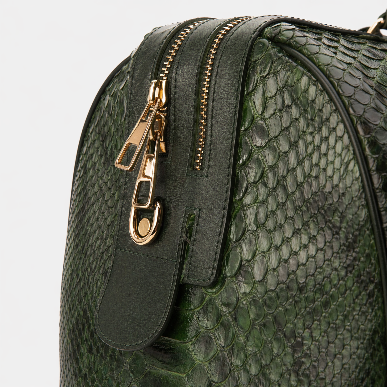 The Velar Green Hand-Painted Snake Leather Weekender Bag