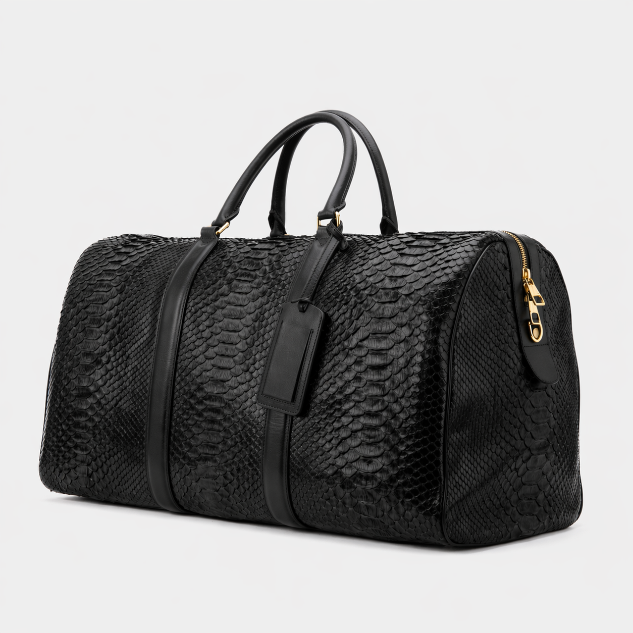 The Velar Black Hand-Painted Python Leather Weekender Bag