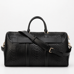 The Velar Black Hand-Painted Python Leather Weekender Bag