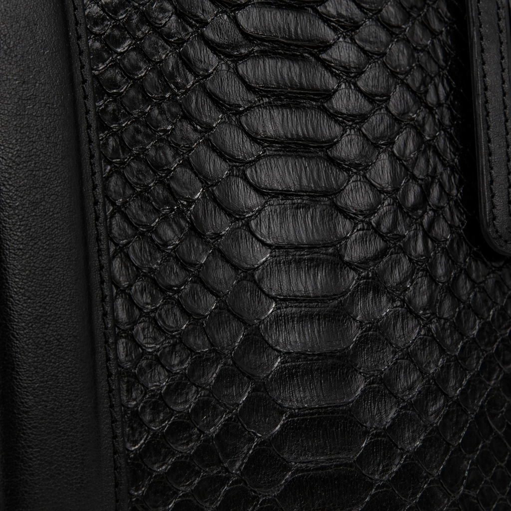 The Velar Black Hand-Painted Python Leather Weekender Bag