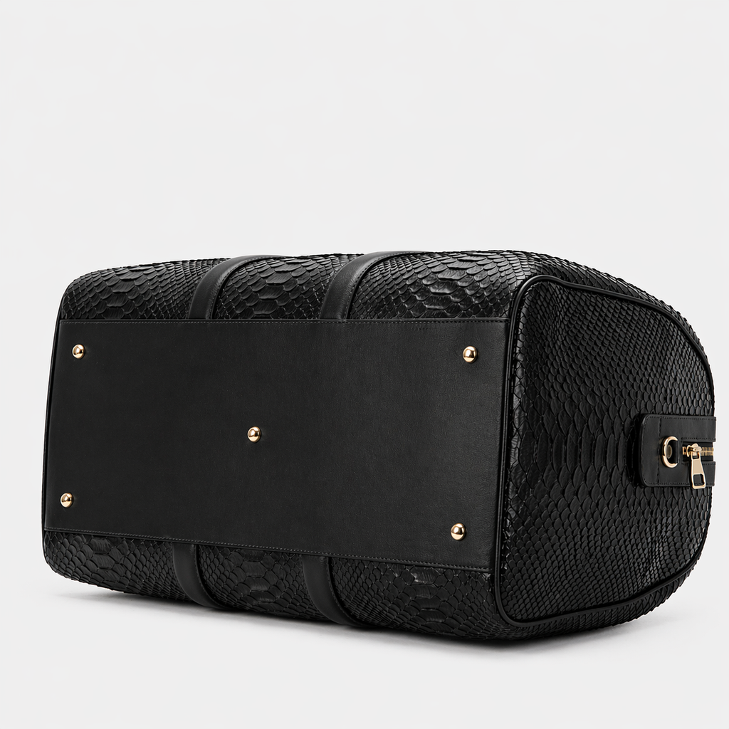 The Velar Black Hand-Painted Python Leather Weekender Bag