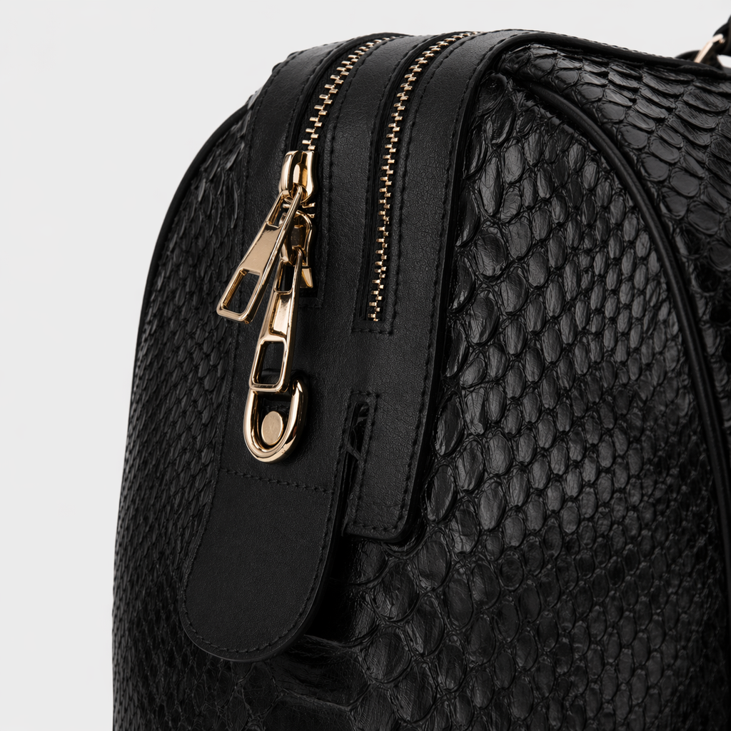 The Velar Black Hand-Painted Python Leather Weekender Bag