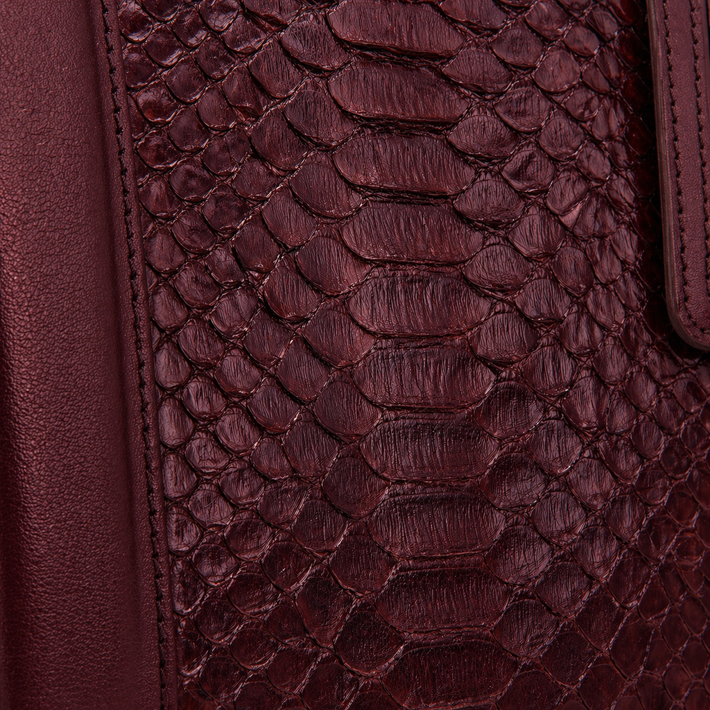 The Velar Burgundy Hand-Painted Snake Leather Weekender Bag