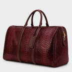 The Velar Burgundy Hand-Painted Snake Leather Weekender Bag