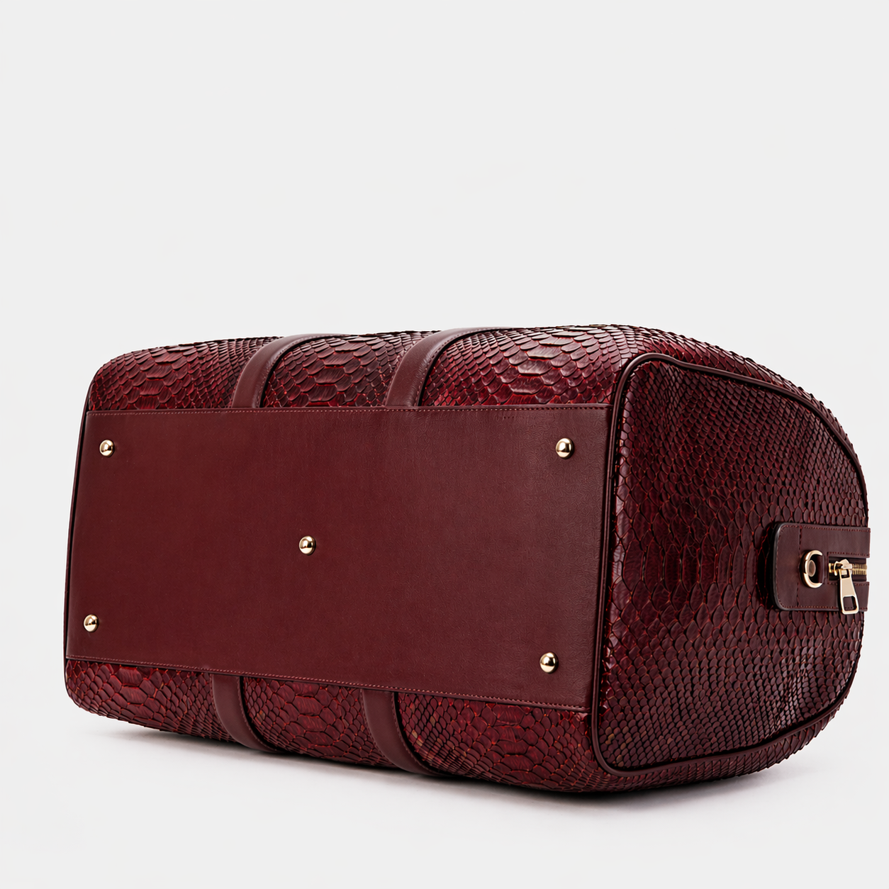 The Velar Burgundy Hand-Painted Snake Leather Weekender Bag