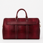 The Velar Burgundy Hand-Painted Snake Leather Weekender Bag