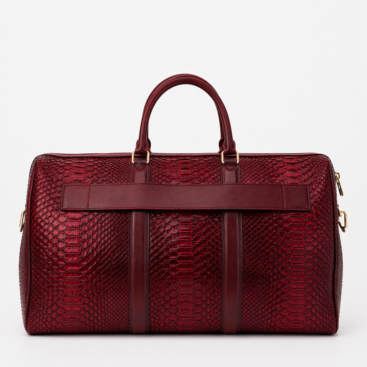 The Velar Burgundy Hand-Painted Snake Leather Weekender Bag