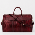 The Velar Burgundy Hand-Painted Snake Leather Weekender Bag