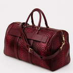 The Velar Burgundy Hand-Painted Snake Leather Weekender Bag