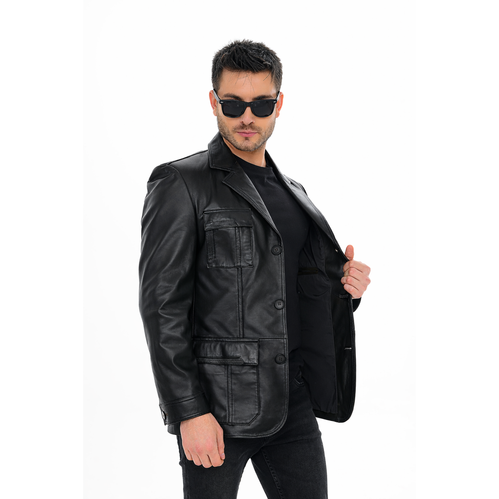 The Ravenna Black Leather Men Jacket