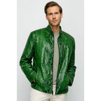 The Boss Pythn Green Leather Men Jacket Exclusive Limited Edition