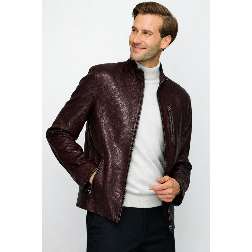 The Blanchard Burgundy Leather Men Jacket