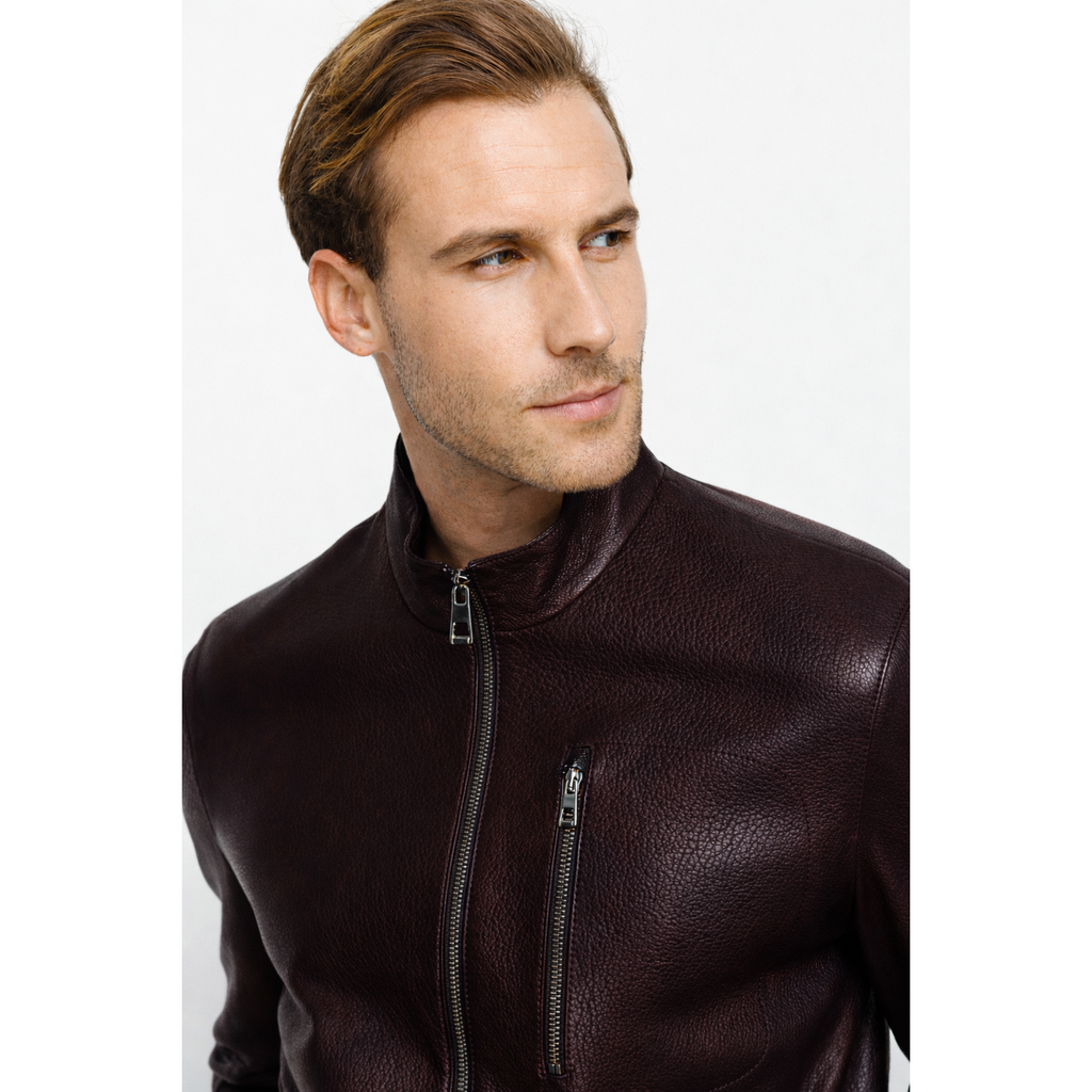 The Blanchard Burgundy Leather Men Jacket