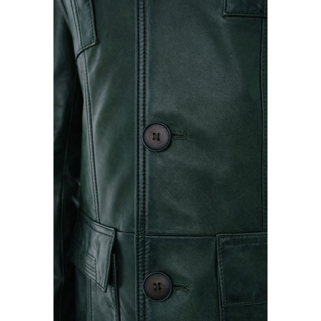 The Ravenna Green  Leather Men Jacket