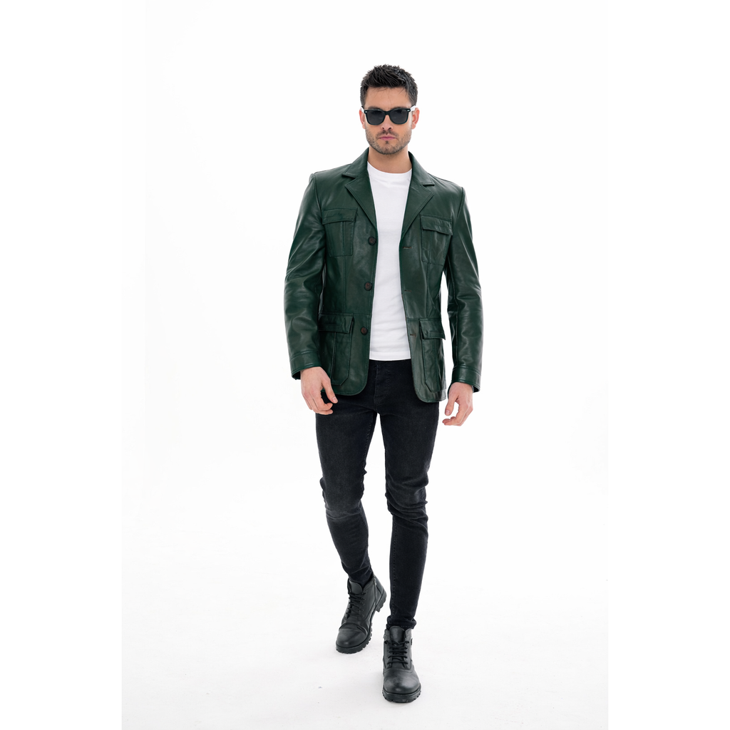 The Ravenna Green  Leather Men Jacket
