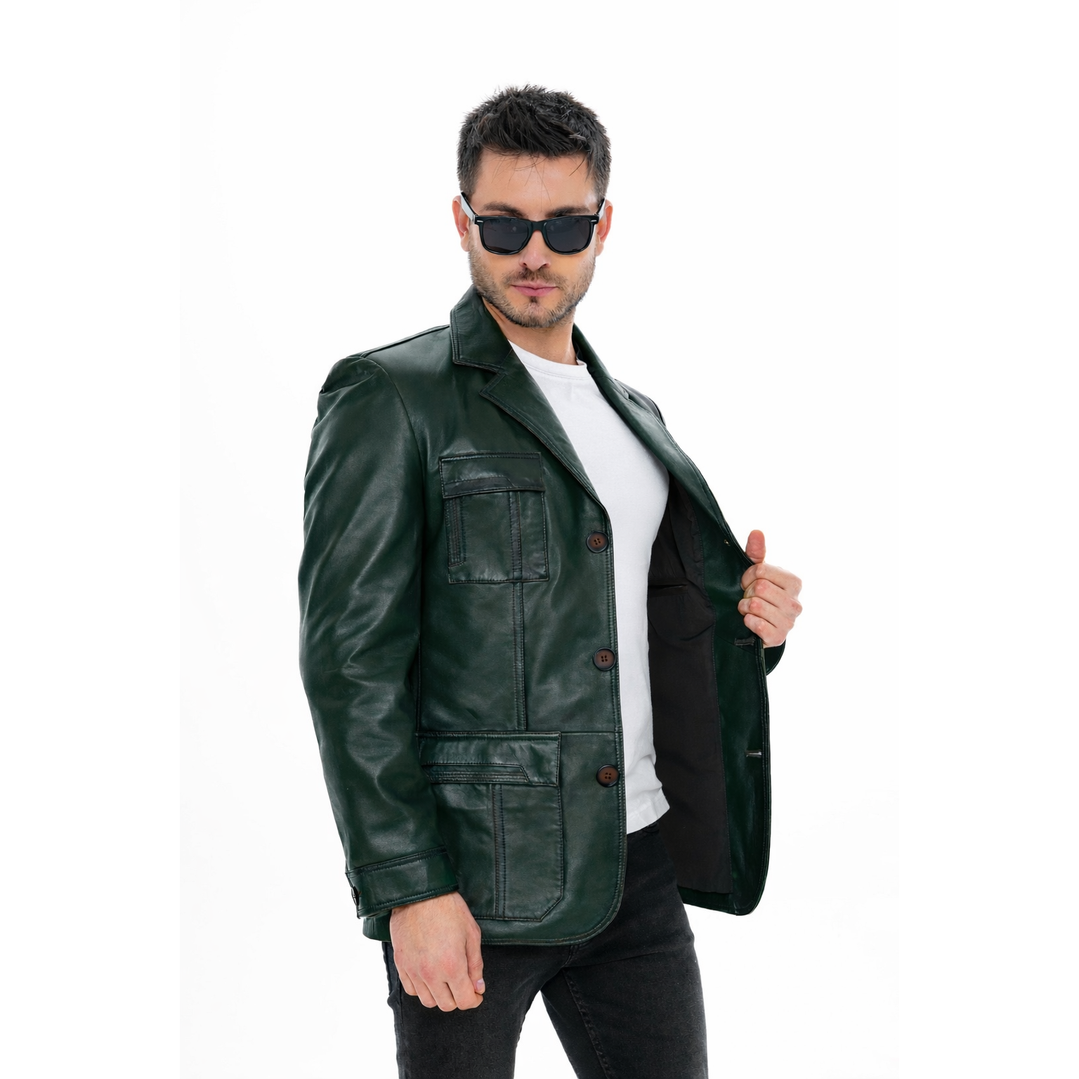 The Ravenna Green  Leather Men Jacket