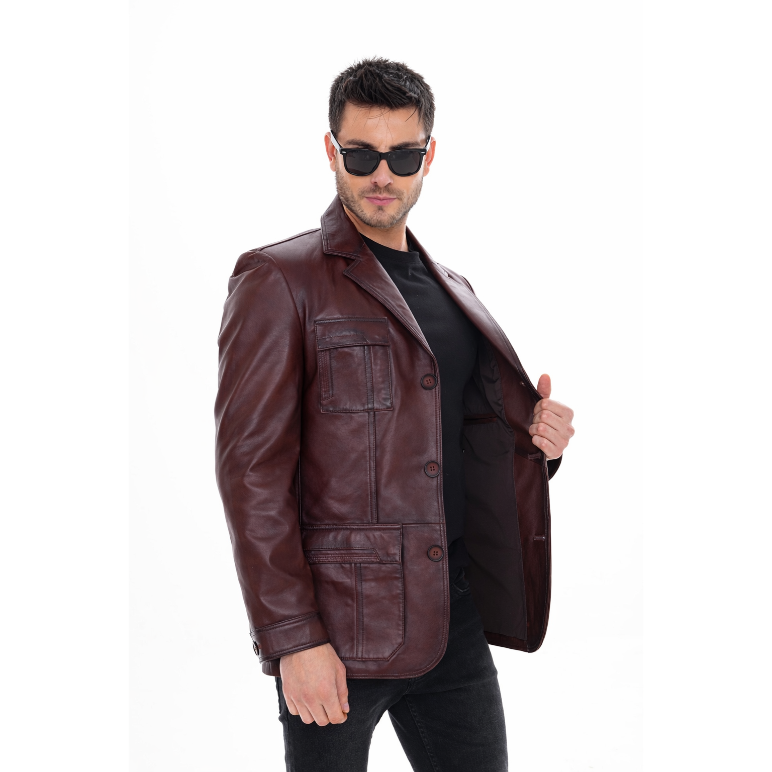 The Ravenna Burgundy Leather Men Jacket