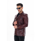 The Ravenna Burgundy Leather Men Jacket