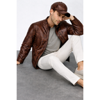 The Boss Pythn Dark Brown Leather Men Jacket Exclusive Limited Edition