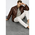 The Boss Pythn Dark Brown Leather Men Jacket Exclusive Limited Edition