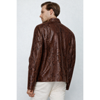 The Boss Pythn Dark Brown Leather Men Jacket Exclusive Limited Edition